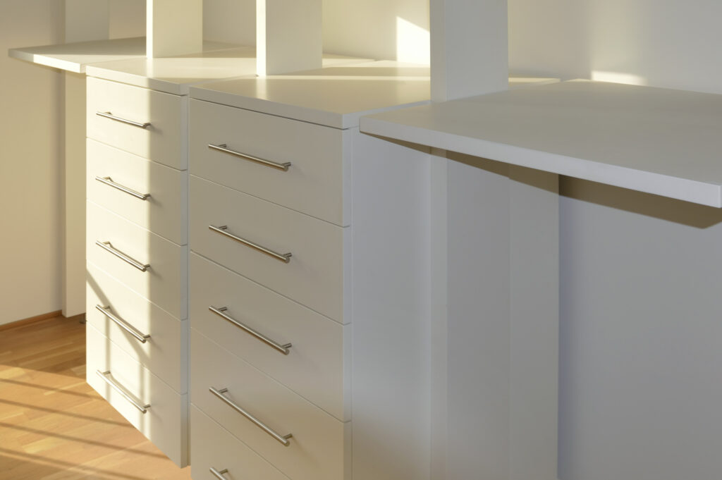 Close up of closed wooden jewelry drawer