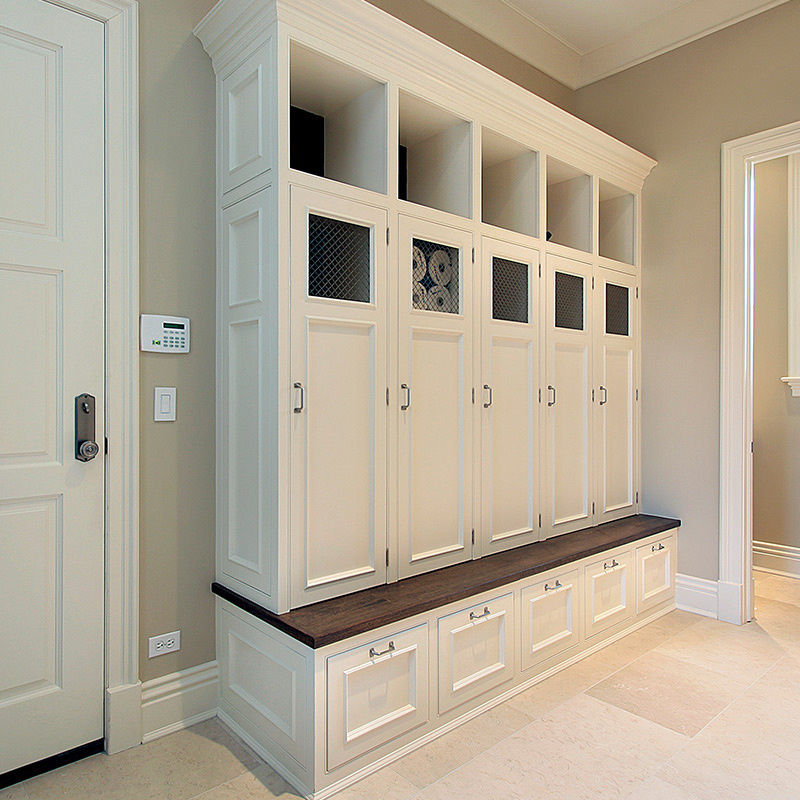 Entryway Storage  California closets, Entryway storage, Mud room